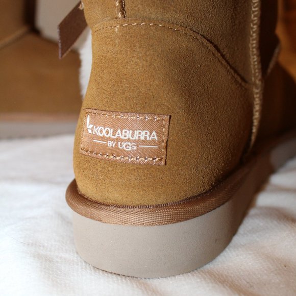 NIB UGG KOOLABURRA GIRL'S CLASSIC SHORT SUEDE FUR LINED WINTER BOOTS CHESTNUT - Picture 4 of 6